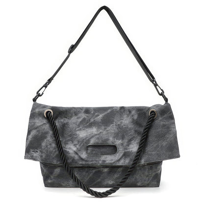 Washed Canvas Twisted Strap Flap Bag