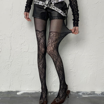 Baroque Lace Mixed Mesh Tights