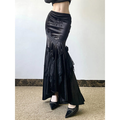 Velvet Rose Mermaid Maxi Skirt