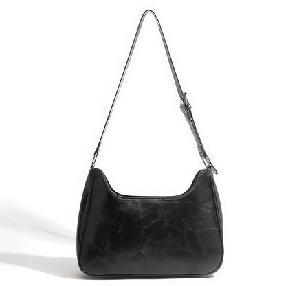 Multi Pocket Chain Accent Black Shoulder Bag