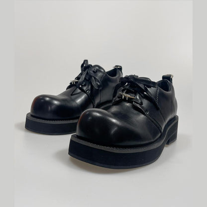 Black Metal Detail Chunky Derby Shoes