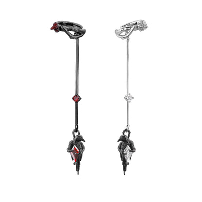 Rose Drop Raven Stick Earrings