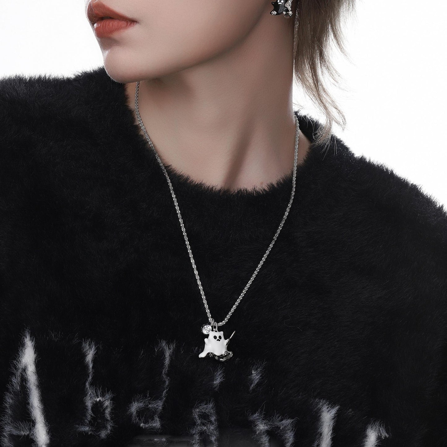 Ghost Cat Weapon Pendant Necklace