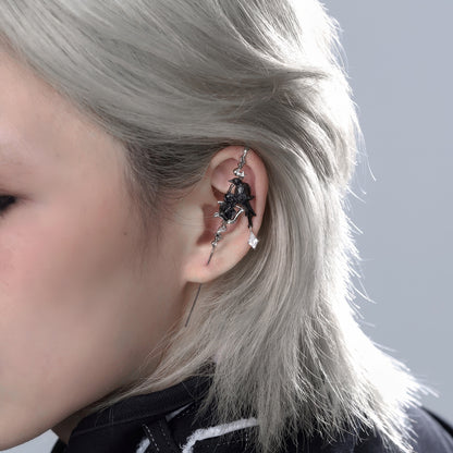 Rose Thorn Raven Ear Climber Earring