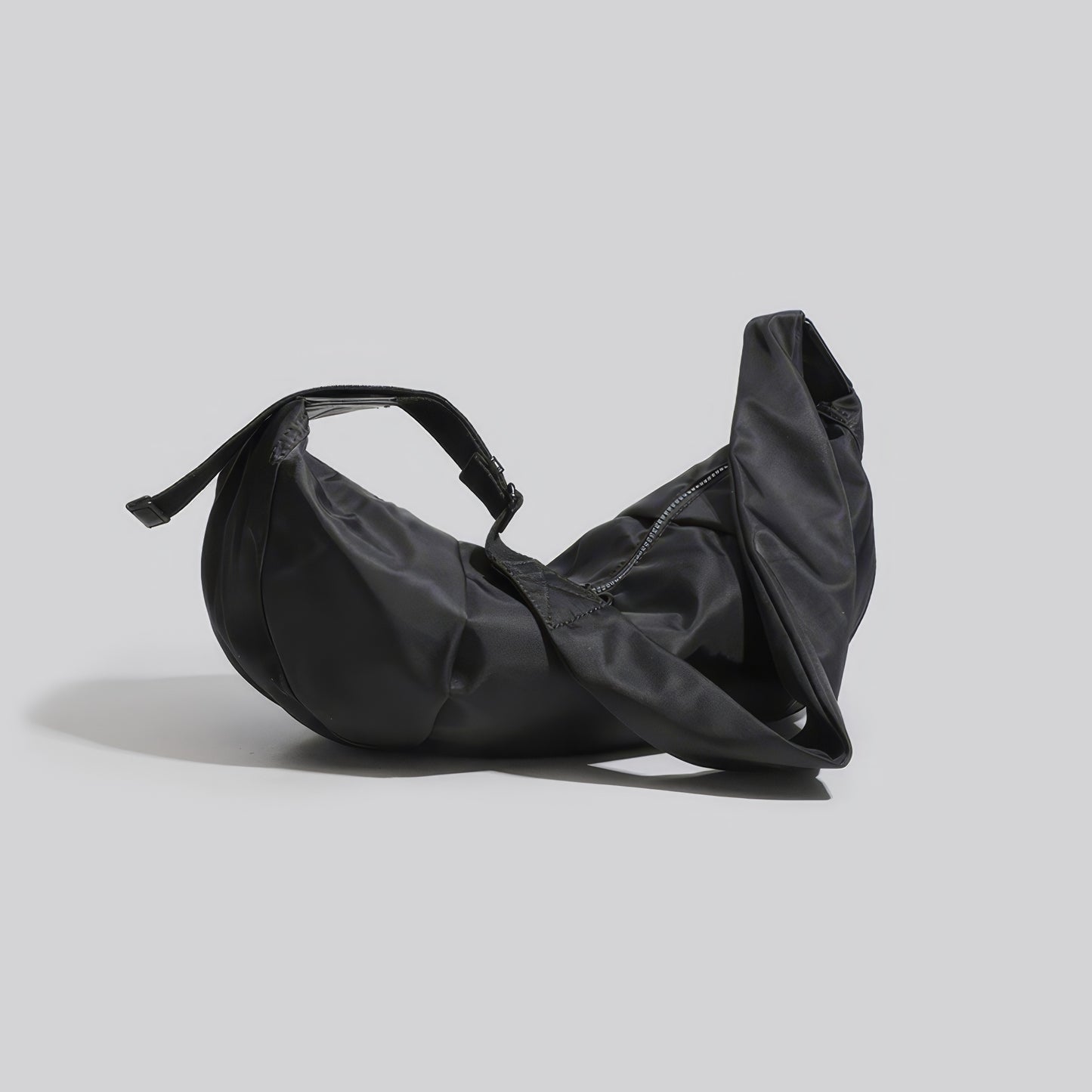 Minimalist Black Nylon Shoulder Bag