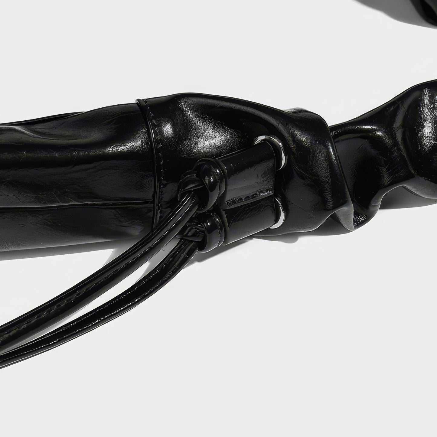 Ruched Glossy Crescent Shoulder Bag