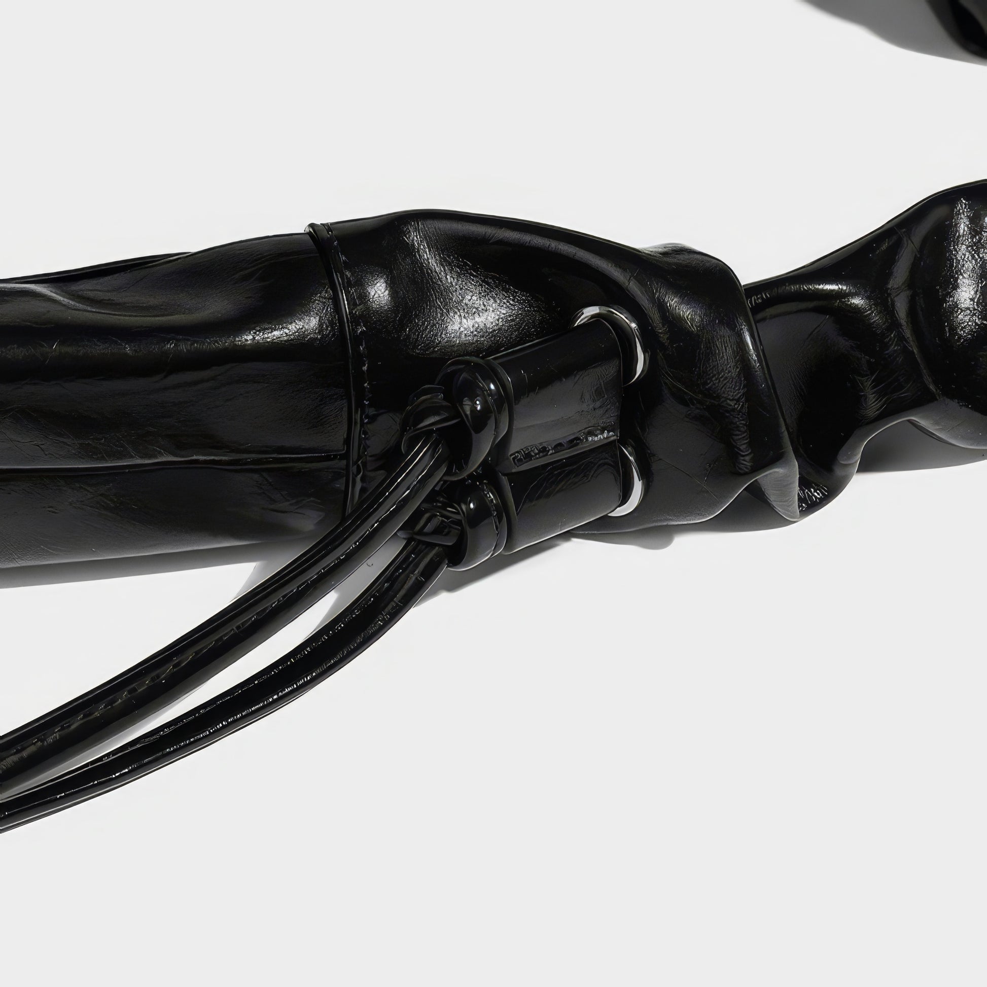 Ruched Glossy Crescent Shoulder Bag