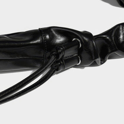 Ruched Glossy Crescent Shoulder Bag