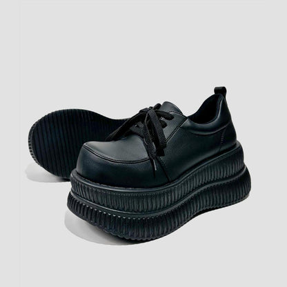 Black Ribbed Platform Sneakers