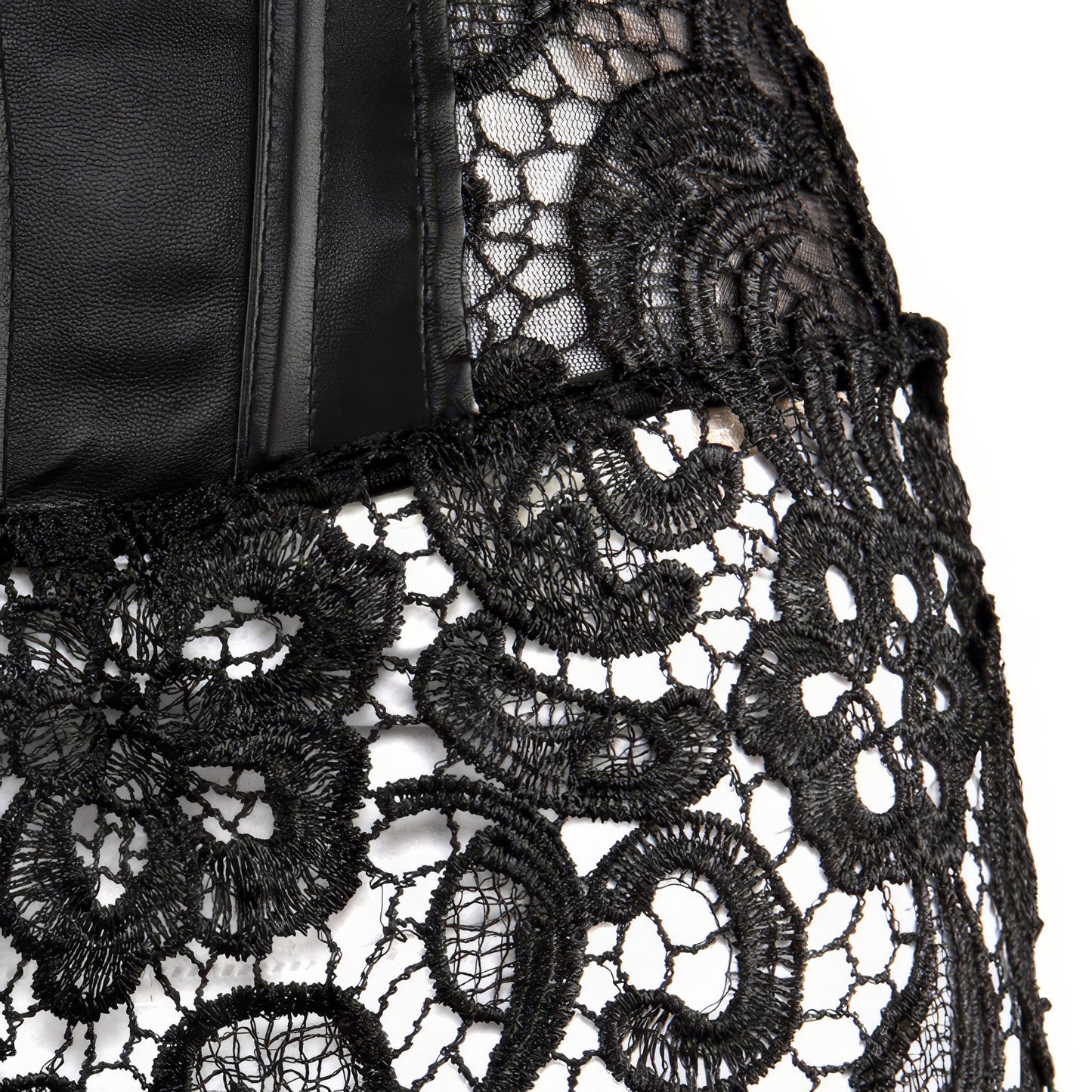 Lace Panel Faux Leather Corset Dress