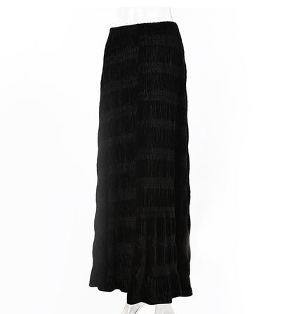 Pleated Velvet Maxi Skirt