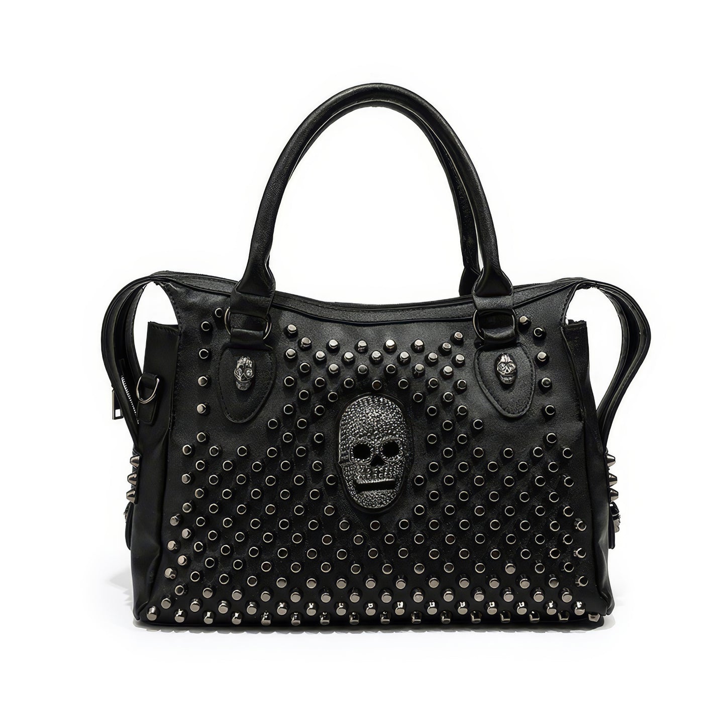 Skull Studded Faux Leather Shoulder Bag