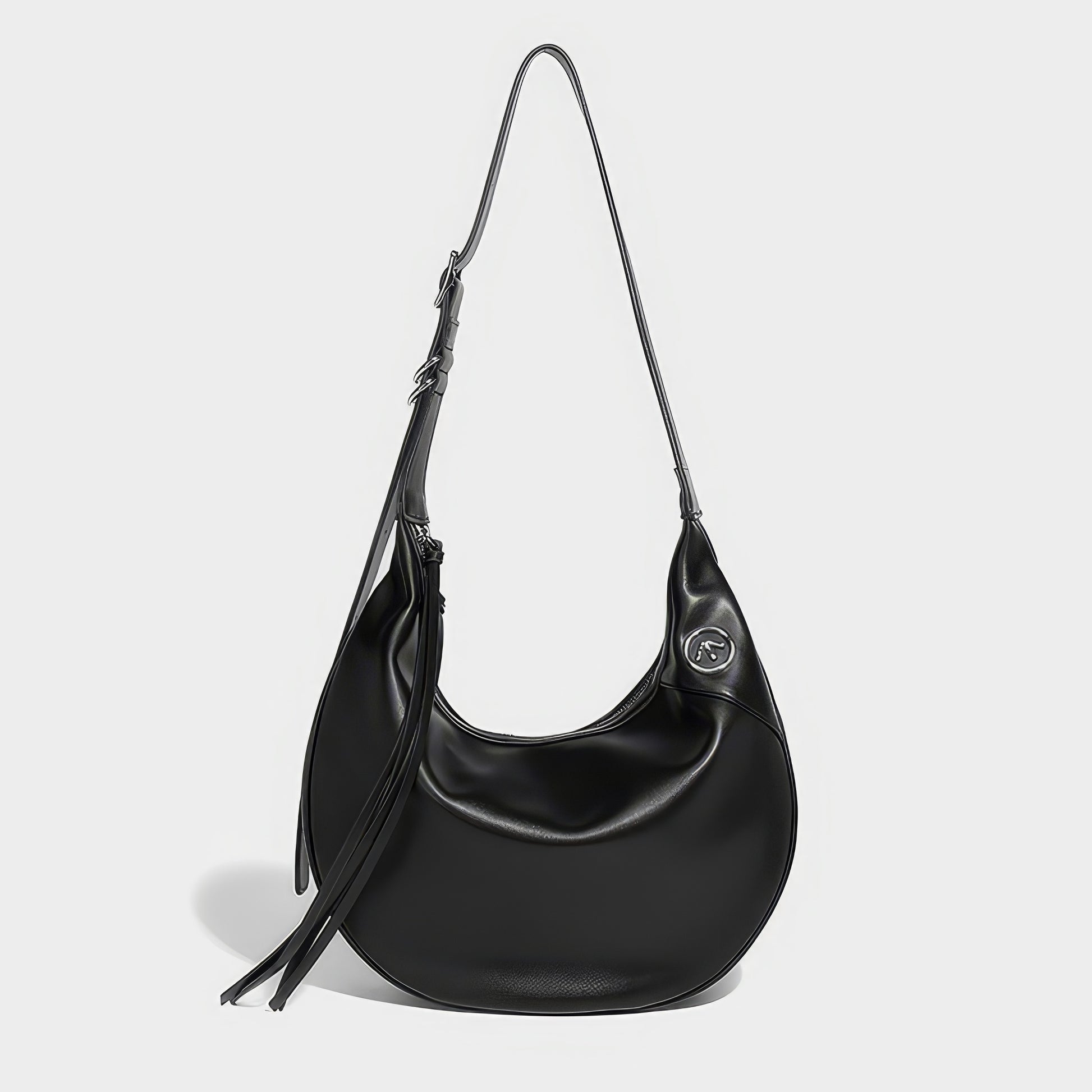 Curved Faux Leather Crescent Shoulder Bag