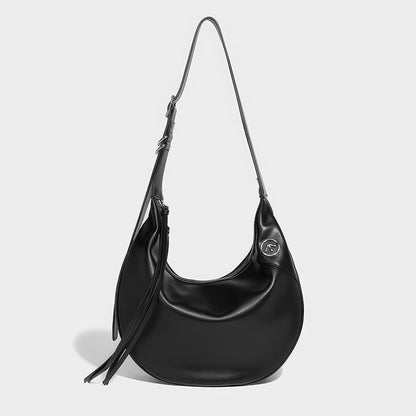 Curved Faux Leather Crescent Shoulder Bag