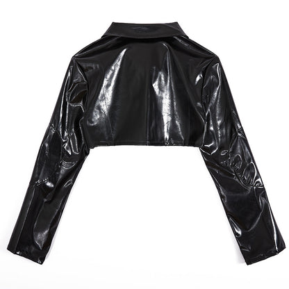 Cropped Faux Leather Moto Jacket