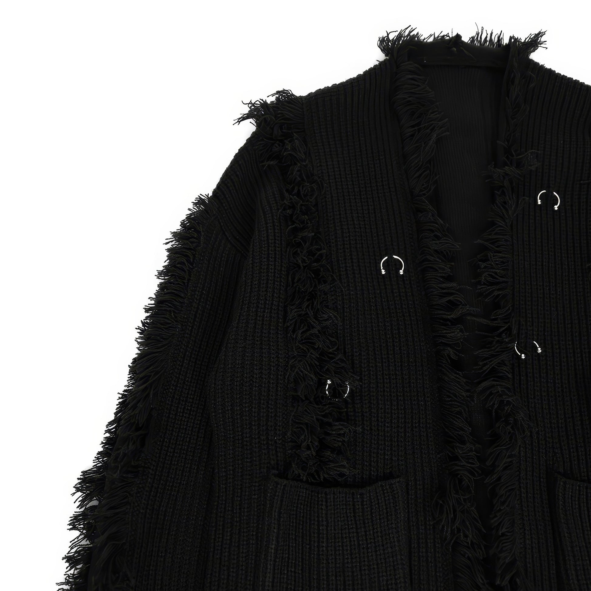 Frayed Edge Eyelet Knit Cardigan