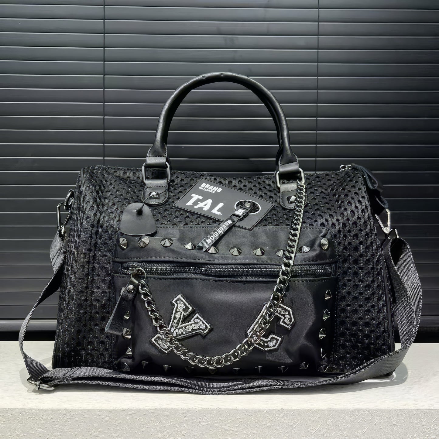 Patent Bow Strap Accent Shoulder Bag