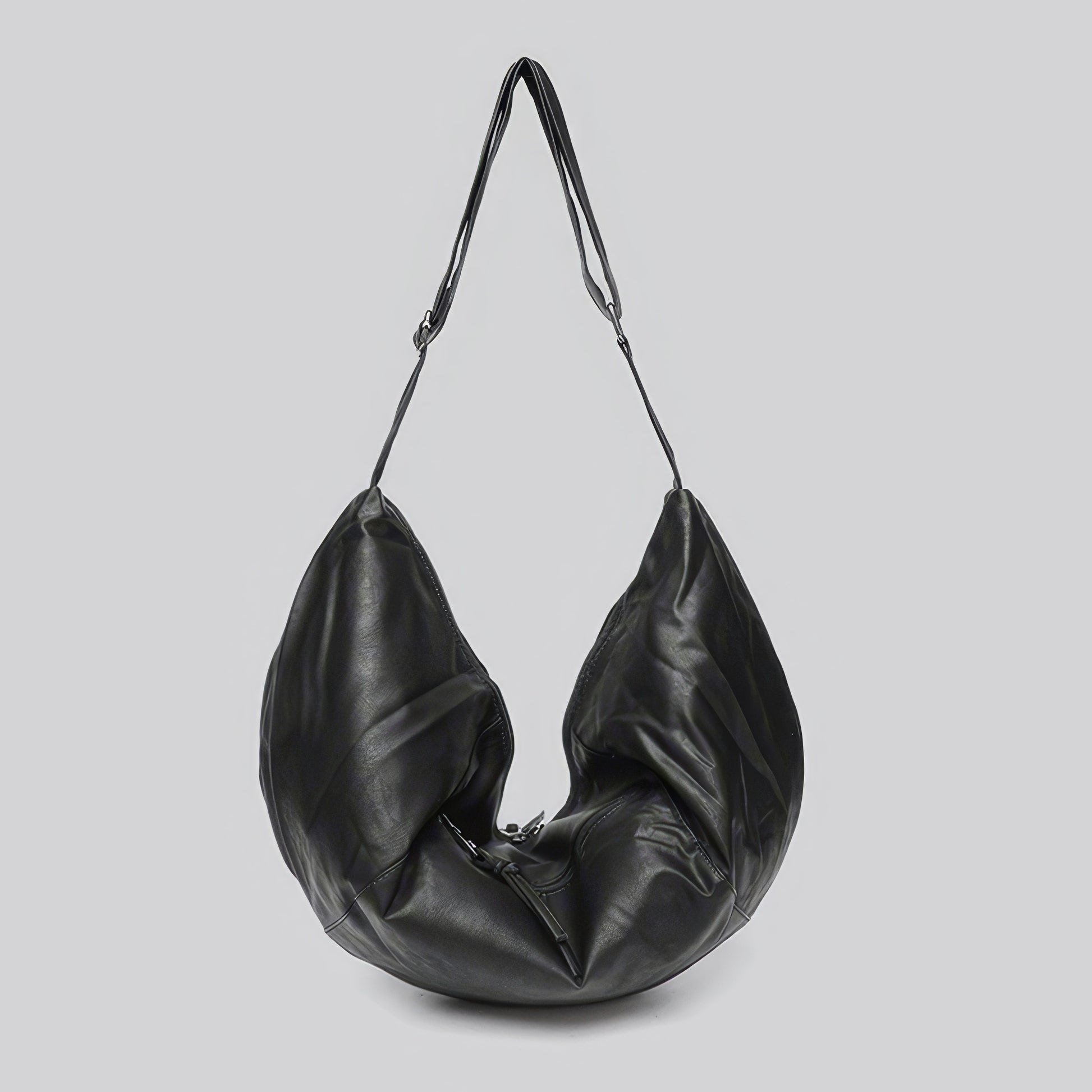 Faux Leather Crescent Zip Shoulder Bag