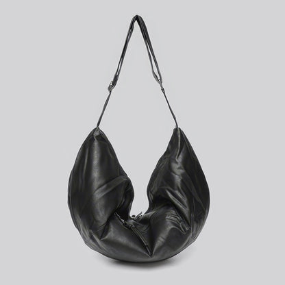 Faux Leather Crescent Zip Shoulder Bag