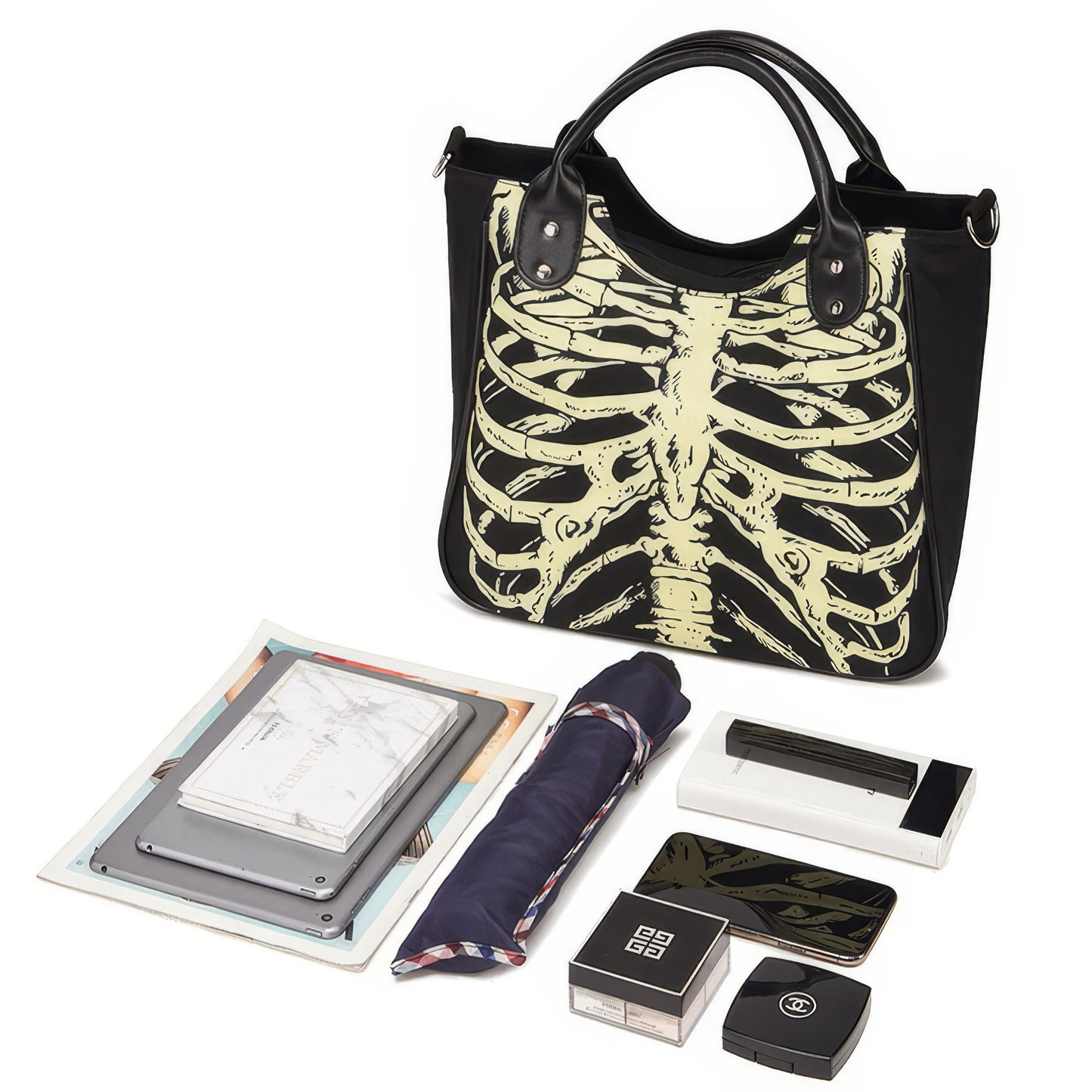 Glow Ribcage Print Shoulder Tote