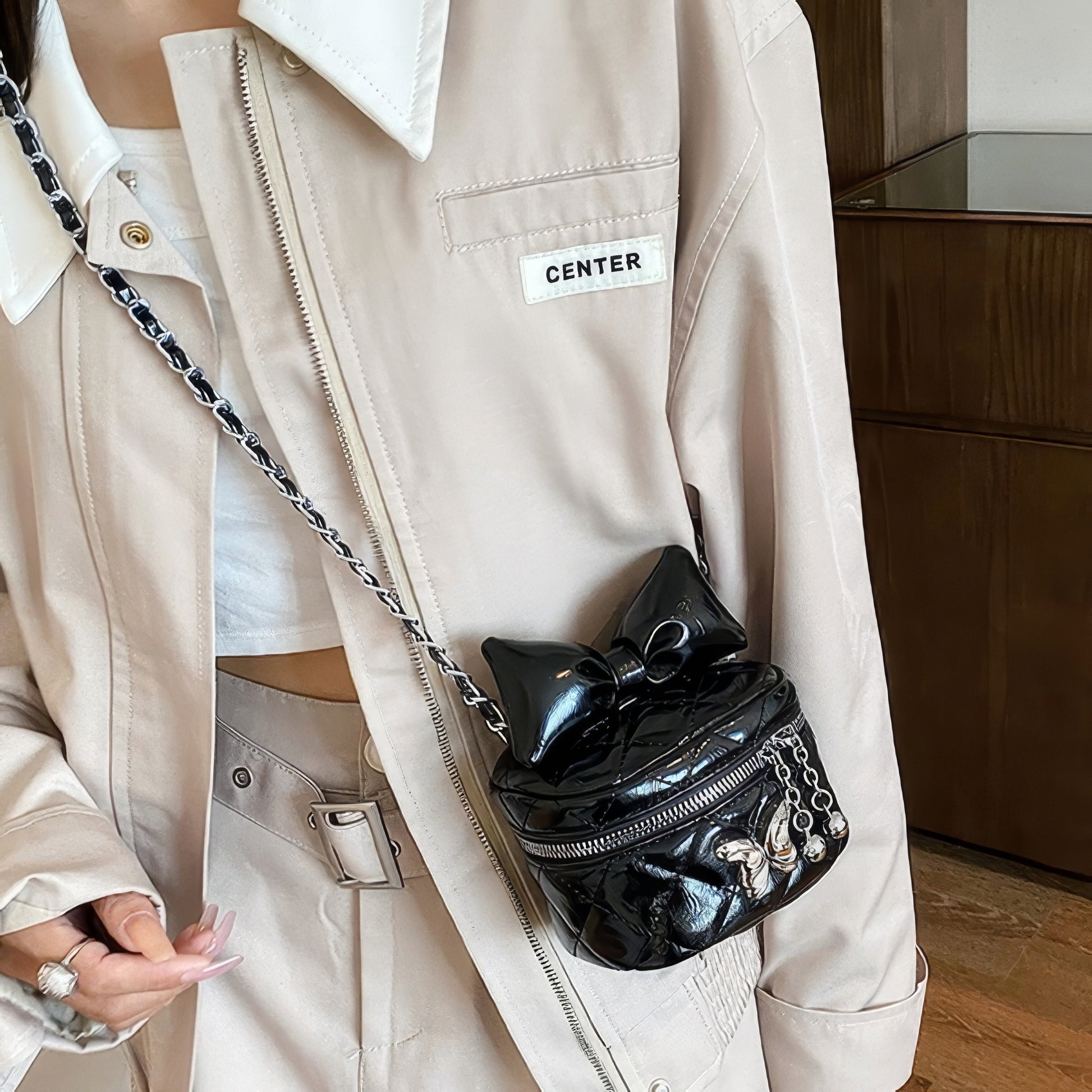 Quilted Bow Chain Mini Crossbody Bag