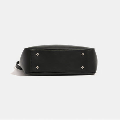 Belted Minimal Faux Leather Shoulder Bag