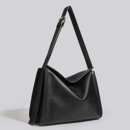 Structured Black Faux Leather Shoulder Bag
