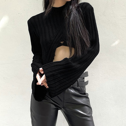 Ribbed Cutout Cropped Sweater