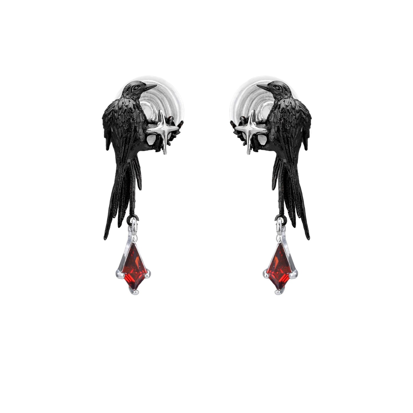 Black Bird Crystal Drop Earrings