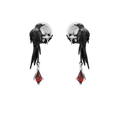 Black Bird Crystal Drop Earrings