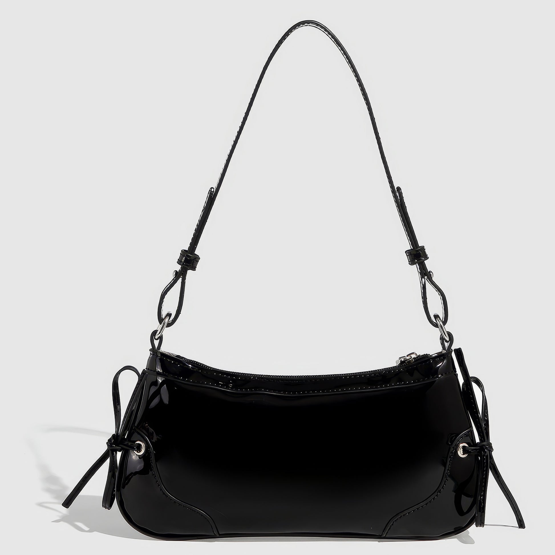 Lace Tie Patent Mini Shoulder Bag