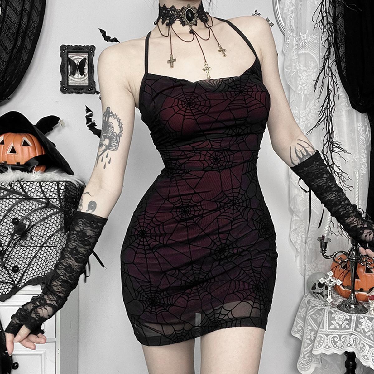 Spiderweb Sheer Lace Mini Dress