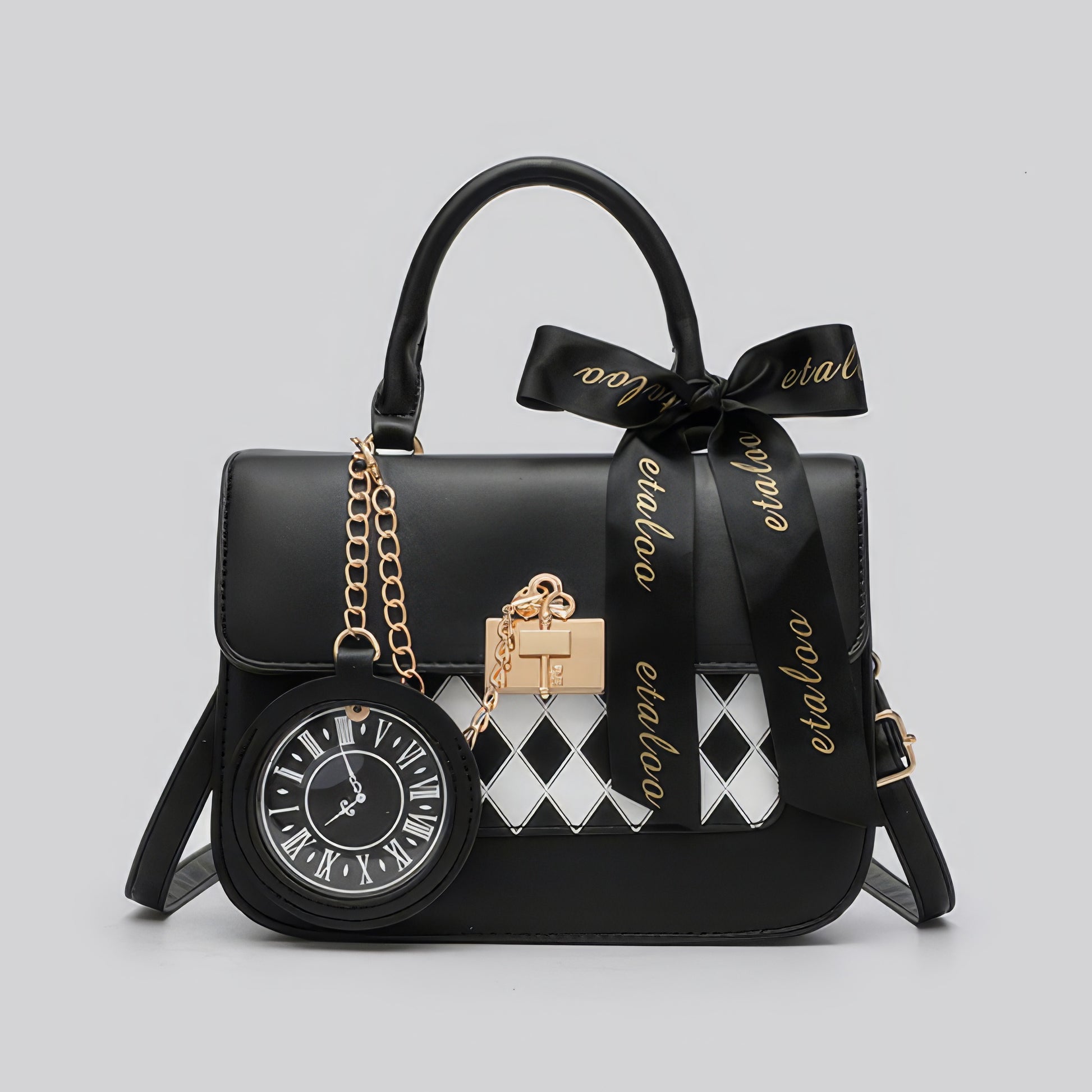 Clear Panel Ribbon Accent Mini Bag