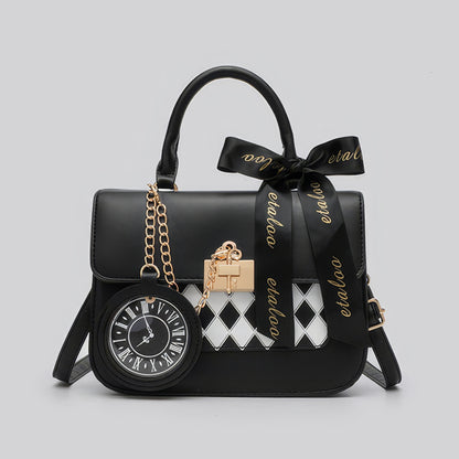 Clear Panel Ribbon Accent Mini Bag