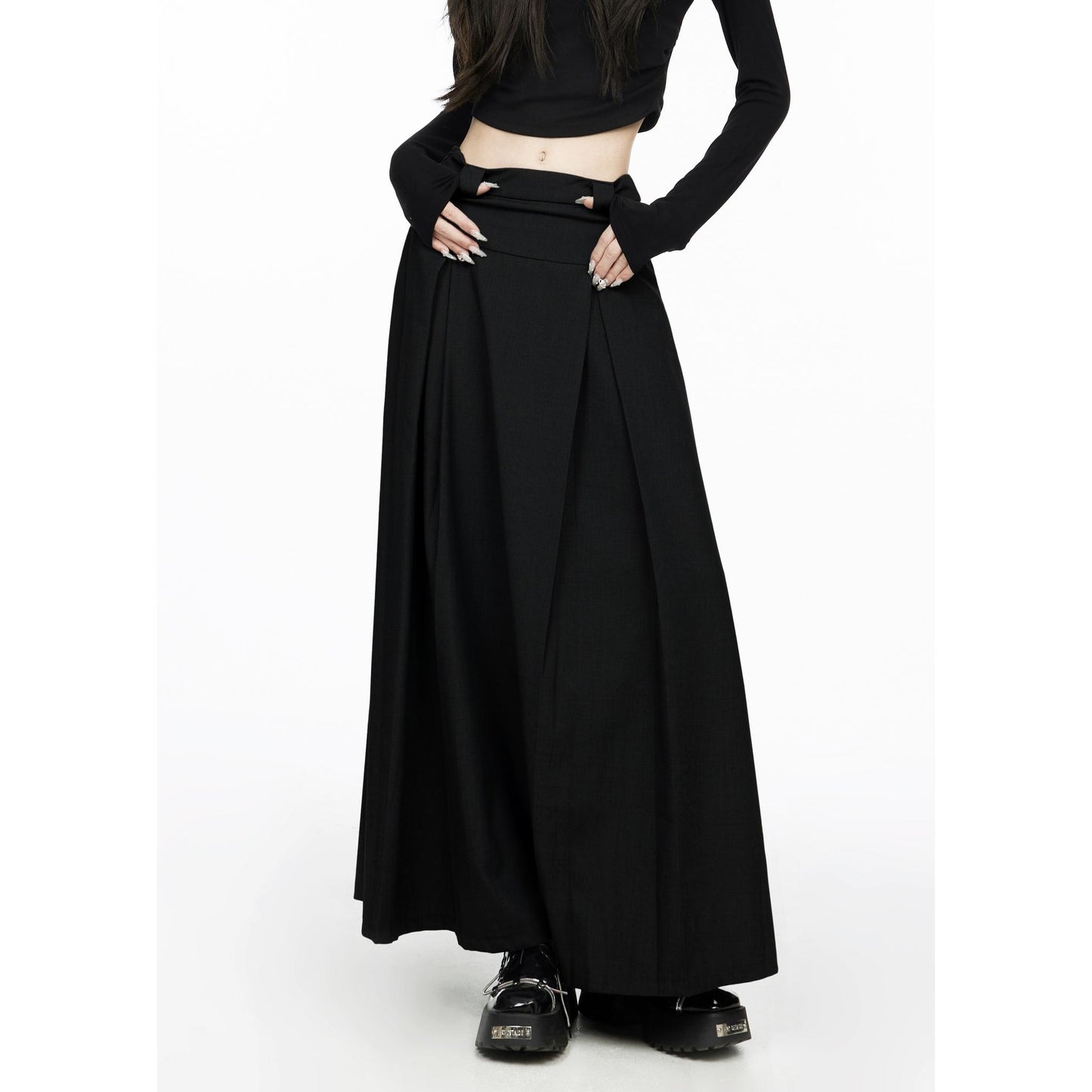 Pleated High Waist Maxi Skirt