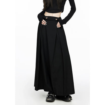Pleated High Waist Maxi Skirt