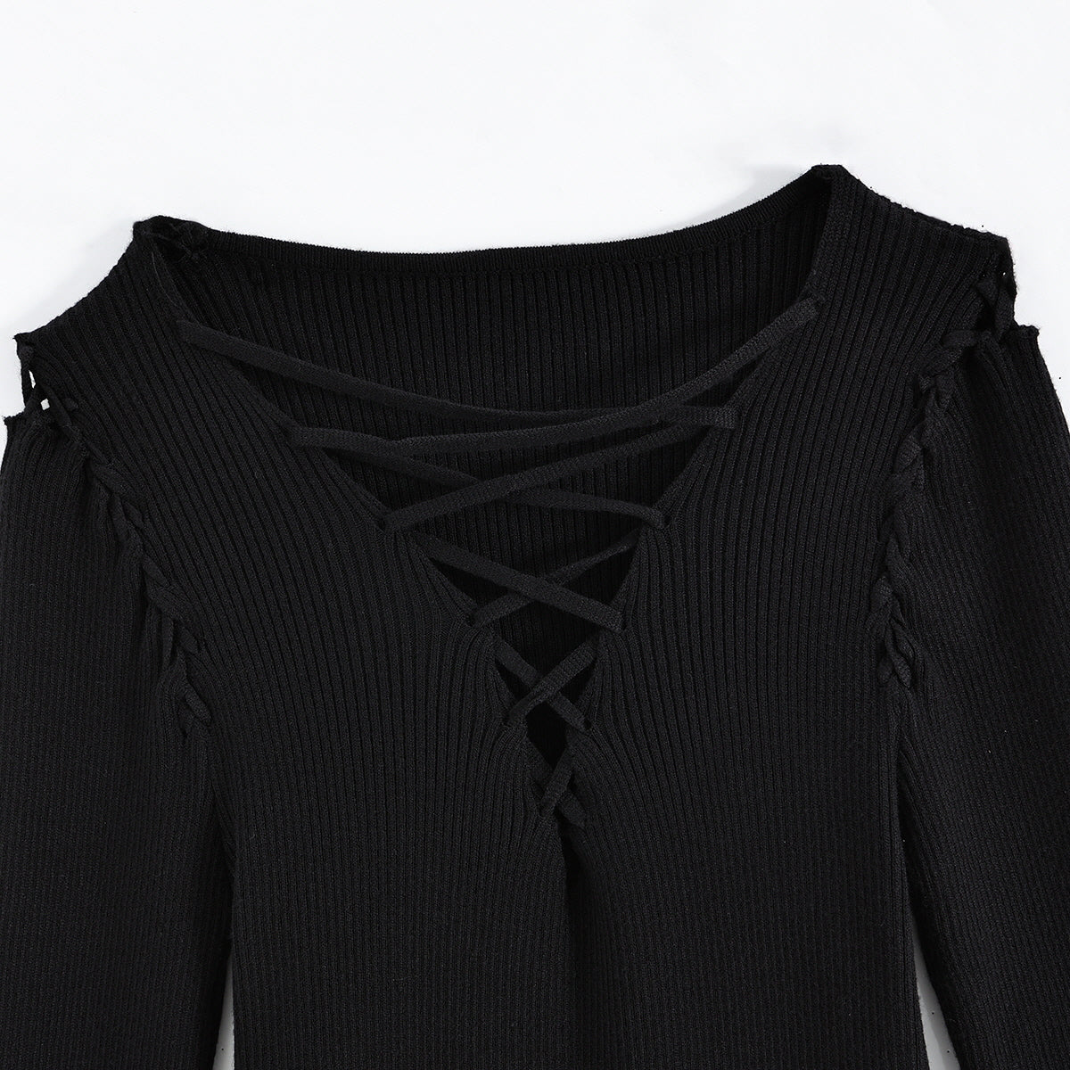 Crisscross Ribbed Knit Top