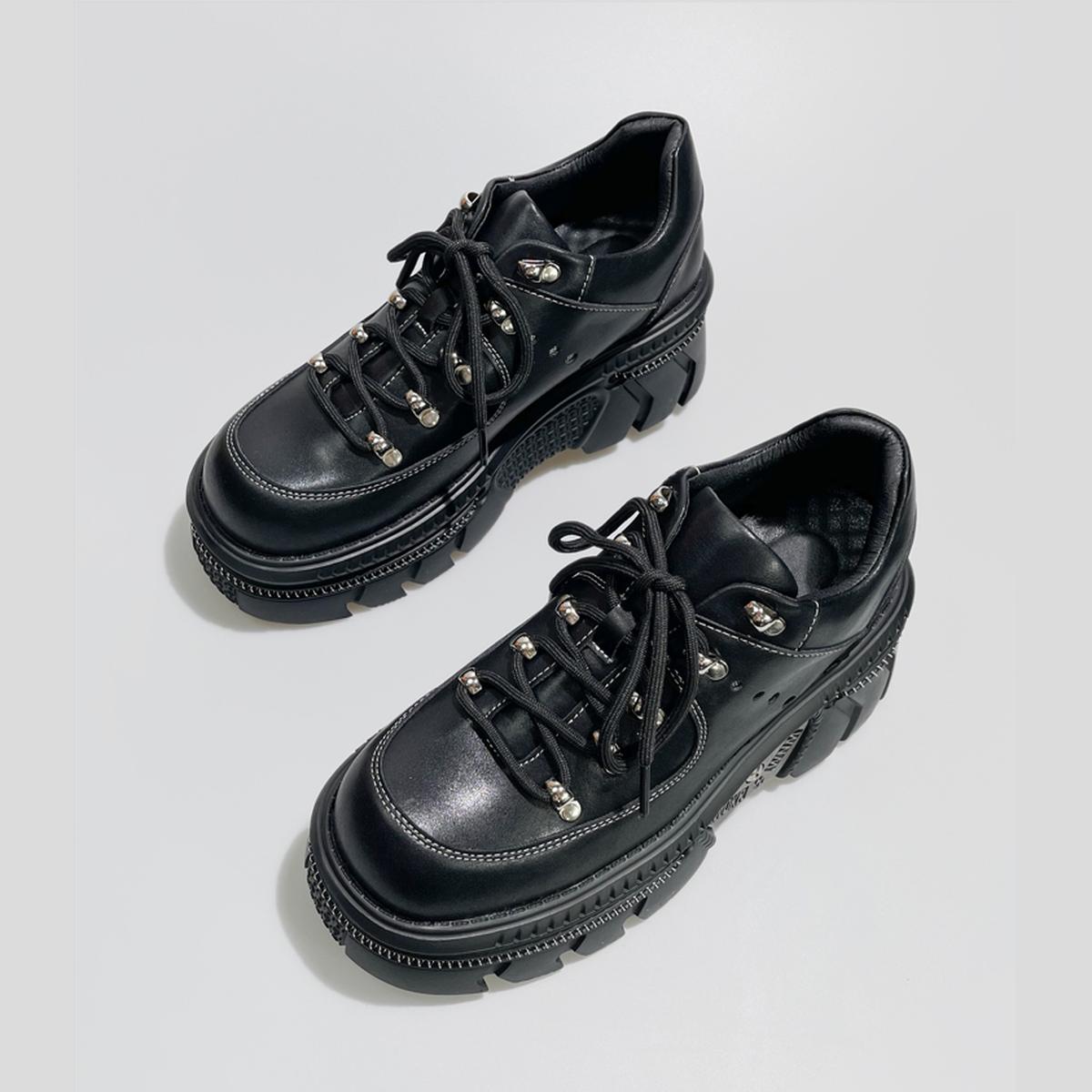 Black Chunky Metal-Detail Sneakers