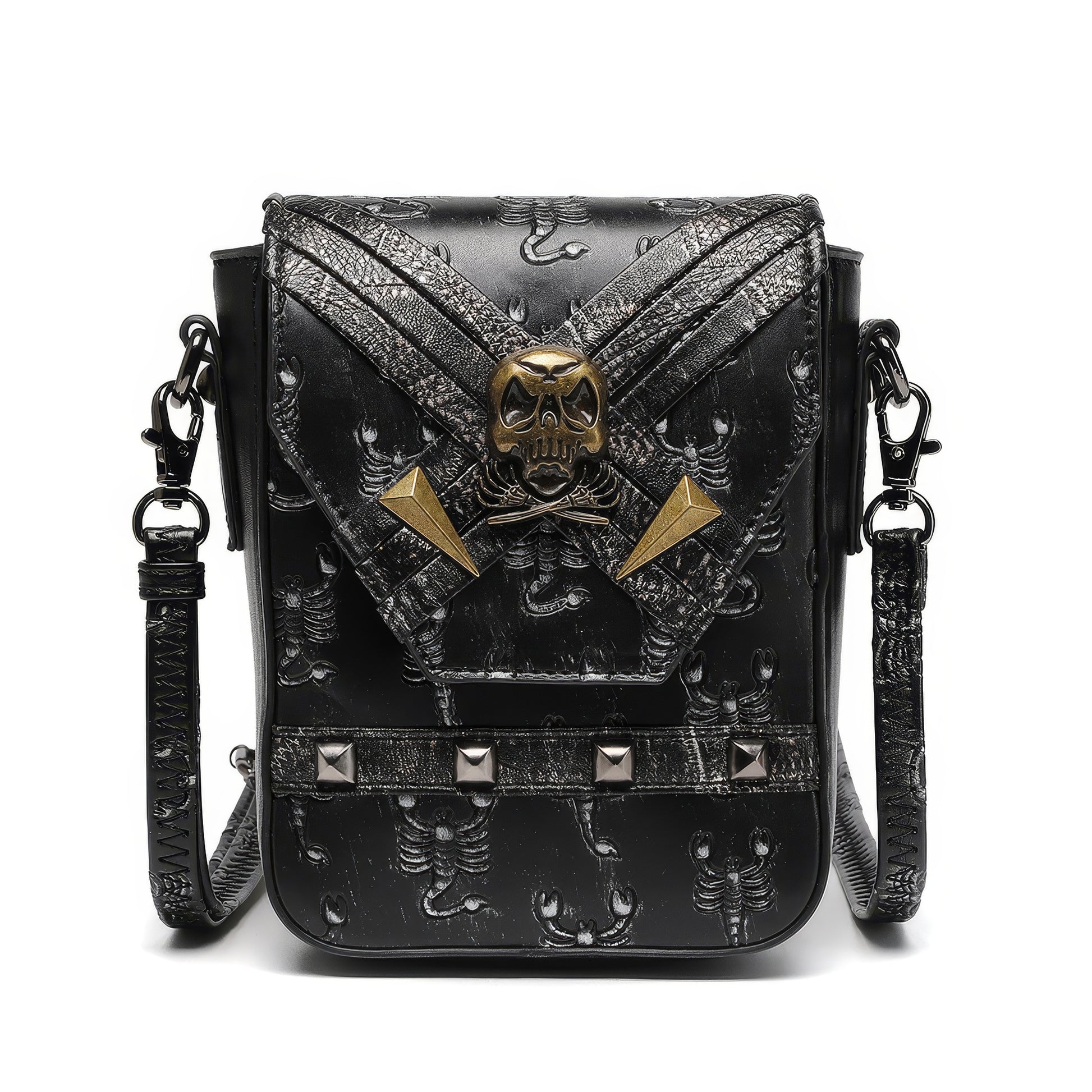 Scorpion Embossed Skull Accent Crossbody Bag