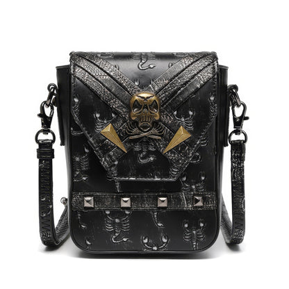 Scorpion Embossed Skull Accent Crossbody Bag