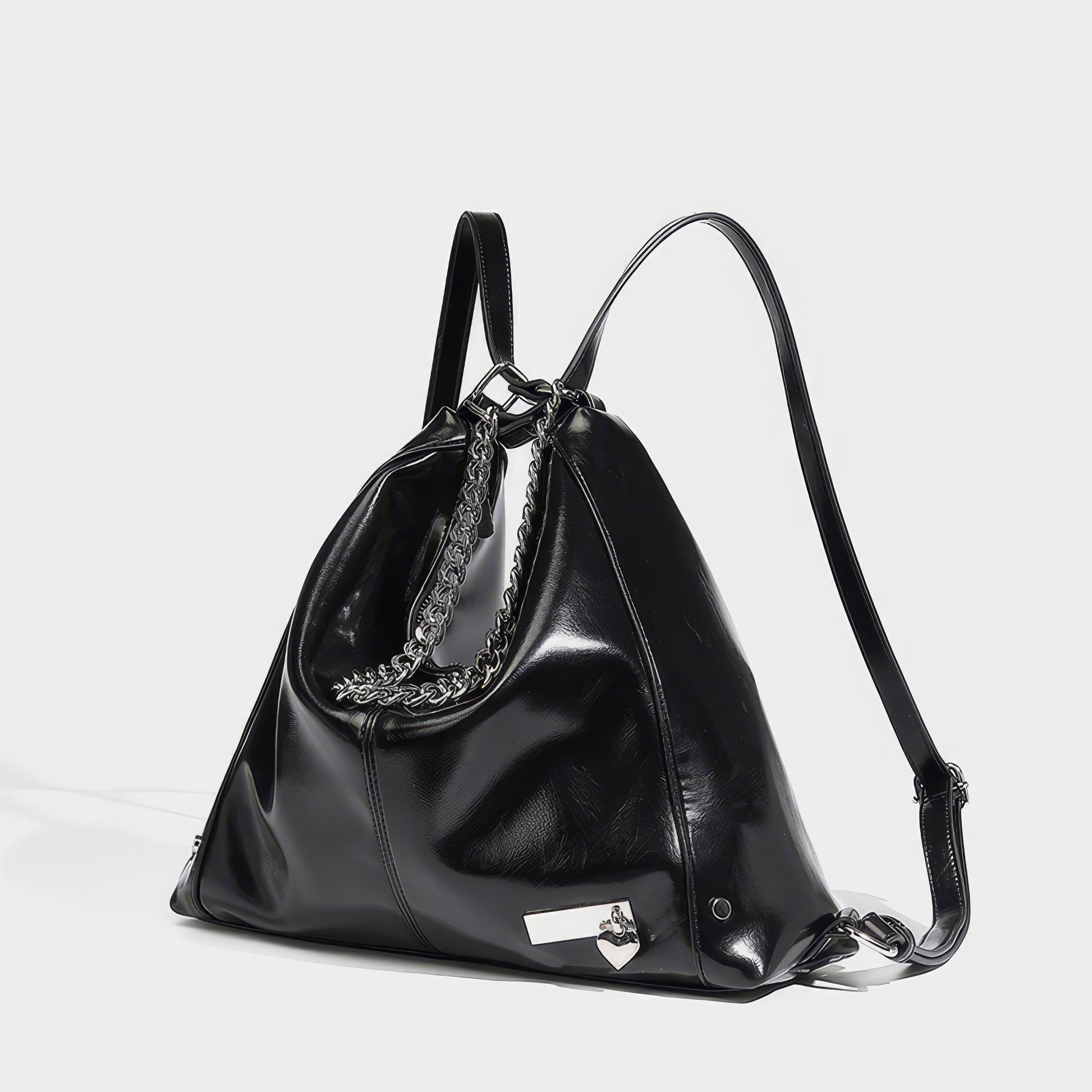 Chain Detail Soft Leather Shoulder Bag