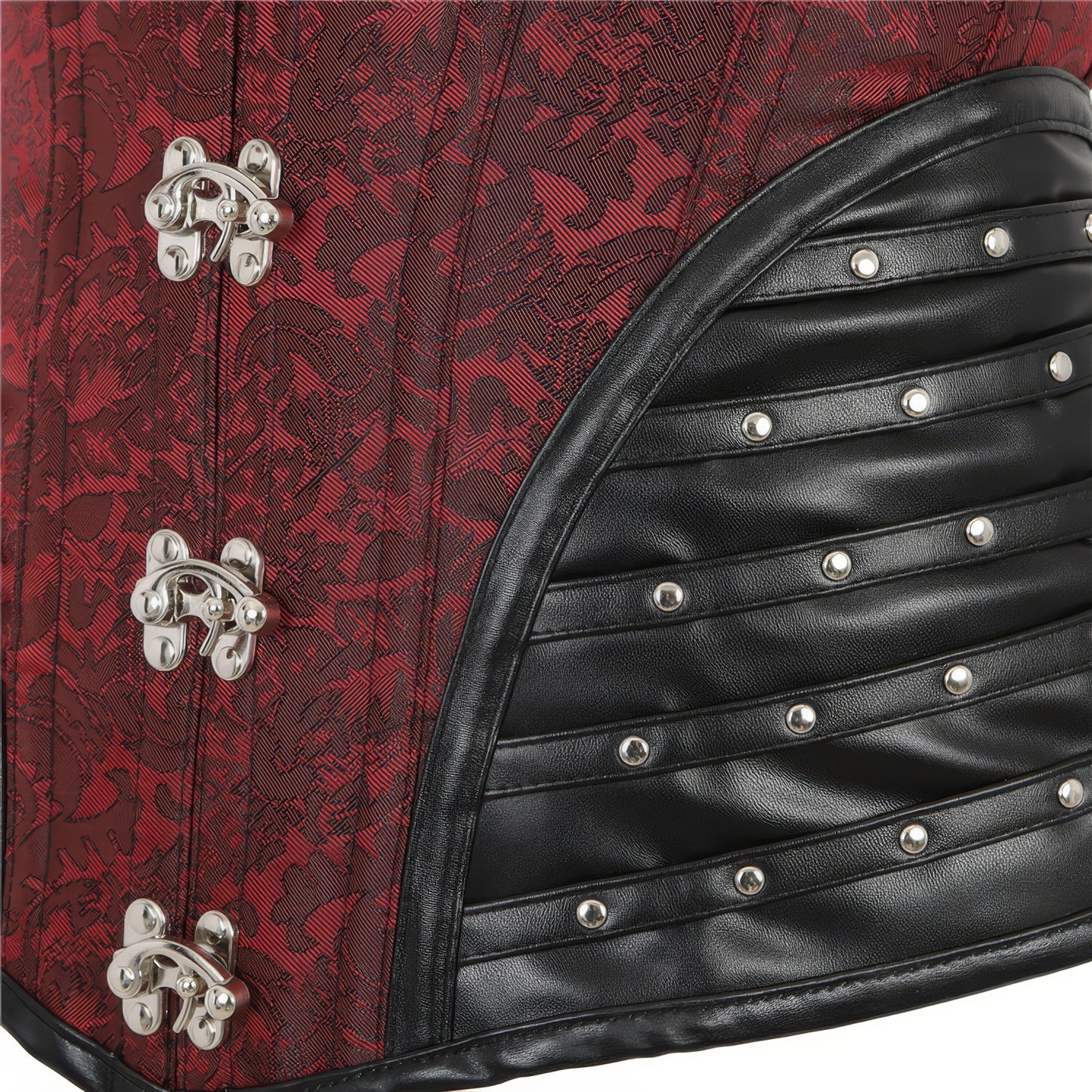 Studded Brocade Leather Trim Corset