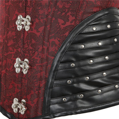 Studded Brocade Leather Trim Corset