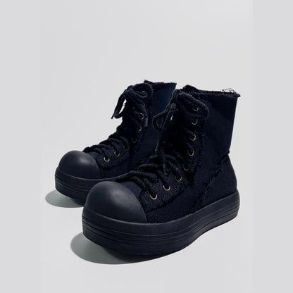 Frayed Canvas Platform Sneakers