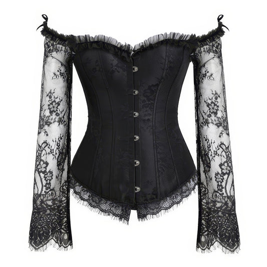 Off Shoulder Lace Bell Sleeve Corset
