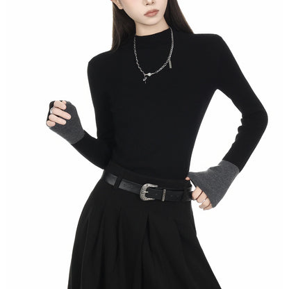 Mock Neck Slim Fit Knit Top