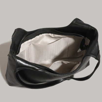Chain Accent Buckle Pocket Faux Leather Shoulder Bag