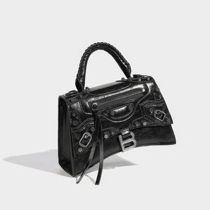 Textured Buckle Detail Mini Satchel Bag