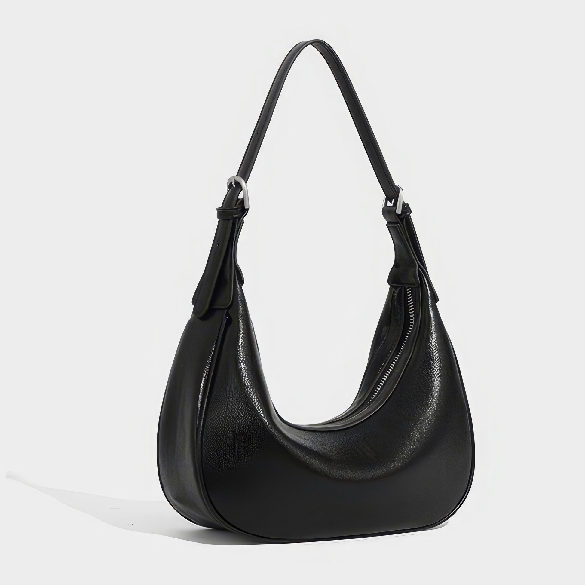 Soft Curved Faux Leather Shoulder Bag