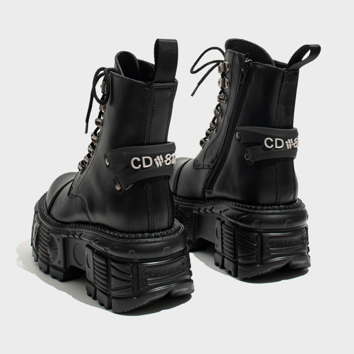 Black Industrial Hardware Platform Boots